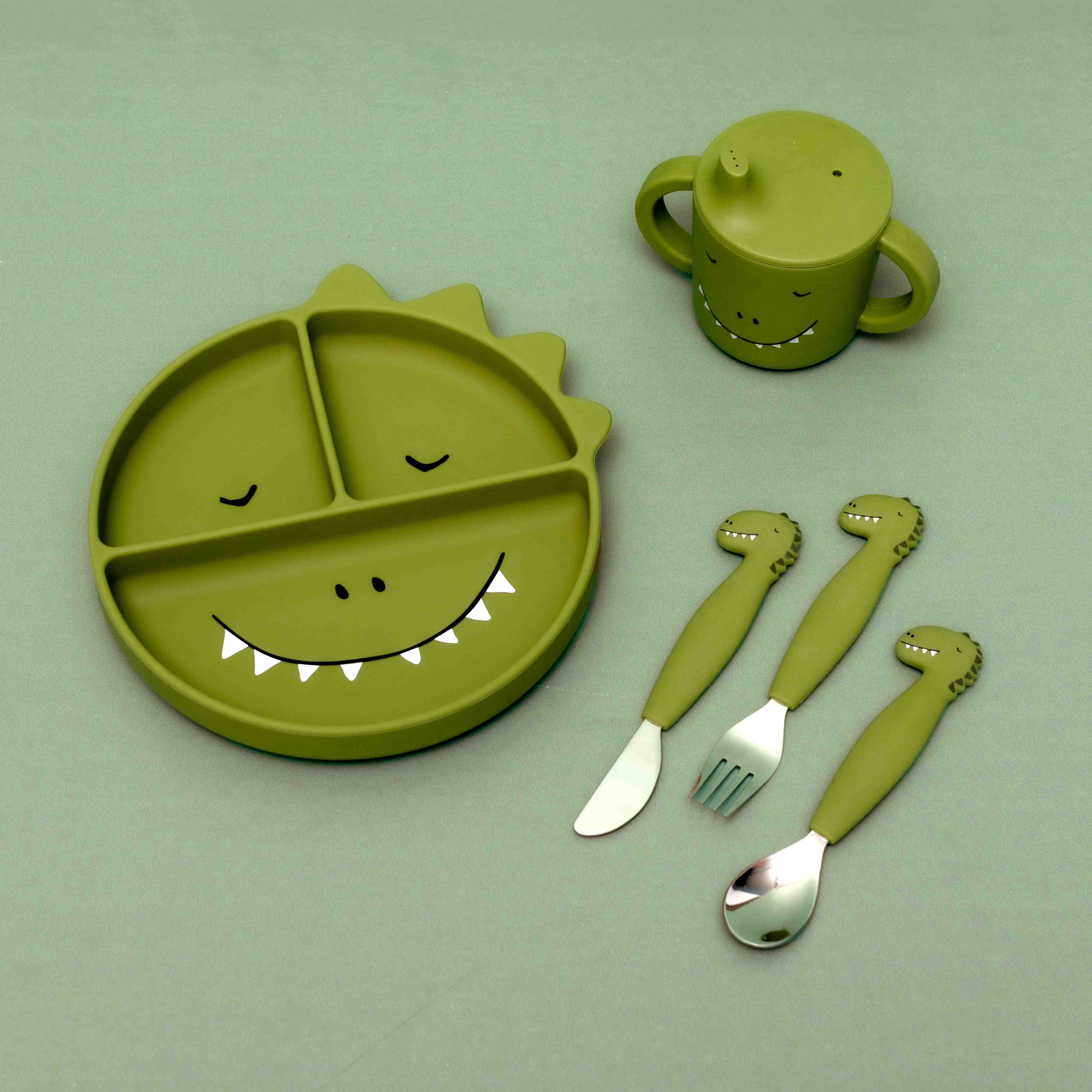 Silicone cutlery set 3-pack - Mr. Dino